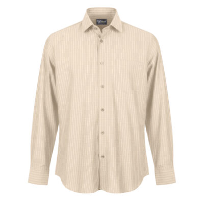 پیراهن نخی کلاسیک مردانه کرم روشن